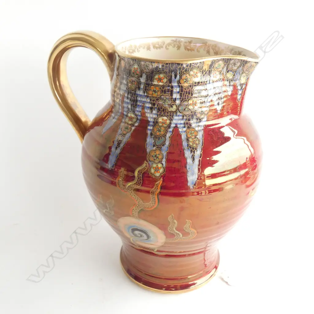 A Crown Devon jug, red lustre Image 1++
